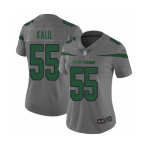 Women's New York Jets #55 Ryan Kalil Limited Gray Inverted Legend Football Jersey