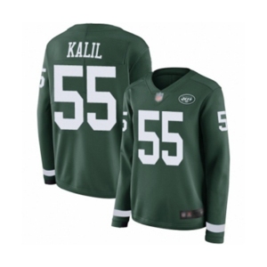 Women's New York Jets #55 Ryan Kalil Limited Green Therma Long Sleeve Football Jersey