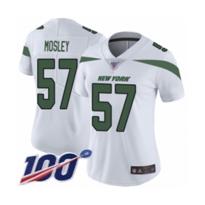 Women's New York Jets #57 C.J. Mosley White Vapor Untouchable Limited Player 100th Season Football Jersey