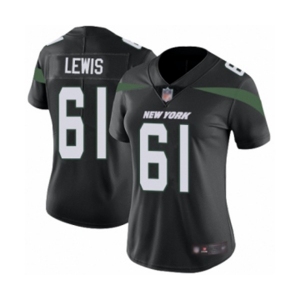 Women's New York Jets #61 Alex Lewis Black Alternate Vapor Untouchable Limited Player Football Jerse