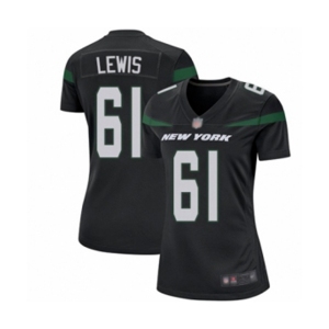 Women's New York Jets #61 Alex Lewis Game Black Alternate Football Jersey