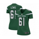 Women's New York Jets #61 Alex Lewis Game Green Team Color Football Jersey