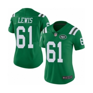 Women's New York Jets #61 Alex Lewis Limited Green Rush Vapor Untouchable Football Jersey