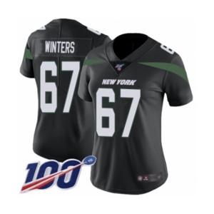 Women's New York Jets #67 Brian Winters Black Alternate Vapor Untouchable Limited Player 100th Season Football Jersey