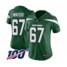 Women's New York Jets #67 Brian Winters Green Team Color Vapor Untouchable Limited Player 100th Season Football Jersey