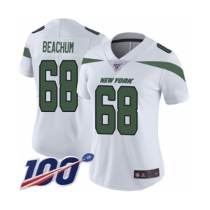 Women's New York Jets #68 Kelvin Beachum White Vapor Untouchable Limited Player 100th Season Football Jersey