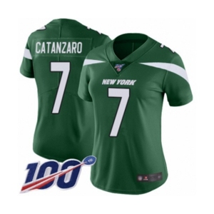 Women's New York Jets #7 Chandler Catanzaro Green Team Color Vapor Untouchable Limited Player 100th Season Football Jersey