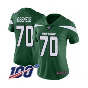 Women's New York Jets #70 Kelechi Osemele Green Team Color Vapor Untouchable Limited Player 100th Season Football Jersey