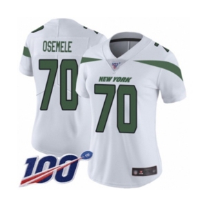 Women's New York Jets #70 Kelechi Osemele White Vapor Untouchable Limited Player 100th Season Football Jersey