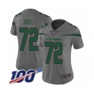 Women's New York Jets #72 Brandon Shell Limited Gray Inverted Legend 100th Season Football Jersey