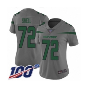 Women's New York Jets #72 Brandon Shell Limited Gray Inverted Legend 100th Season Football Jersey