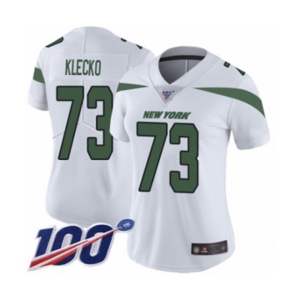 Women's New York Jets #73 Joe Klecko White Vapor Untouchable Limited Player 100th Season Football Jersey