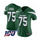 Women's New York Jets #75 Chuma Edoga Green Team Color Vapor Untouchable Limited Player 100th Season Football Jersey