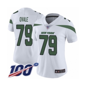 Women's New York Jets #79 Brent Qvale White Vapor Untouchable Limited Player 100th Season Football Jersey