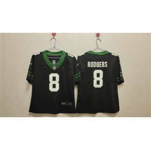 Women's New York Jets #8 Aaron Rodgers Black Vapor Football Stitched Jersey