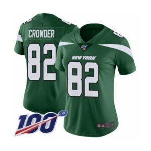 Women's New York Jets #82 Jamison Crowder Green Team Color Vapor Untouchable Limited Player 100th Season Football Jersey