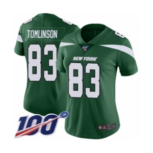 Women's New York Jets #83 Eric Tomlinson Green Team Color Vapor Untouchable Limited Player 100th Season Football Jersey