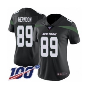 Women's New York Jets #89 Chris Herndon Black Alternate Vapor Untouchable Limited Player 100th Season Football Jersey