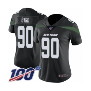 Women's New York Jets #90 Dennis Byrd Black Alternate Vapor Untouchable Limited Player 100th Season Football Jersey