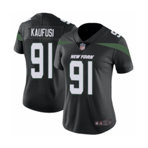 Women's New York Jets #91 Bronson Kaufusi Black Alternate Vapor Untouchable Limited Player Football Jersey