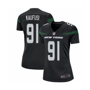 Women's New York Jets #91 Bronson Kaufusi Game Black Alternate Football Jersey