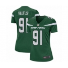 Women's New York Jets #91 Bronson Kaufusi Game Green Team Color Football Jersey