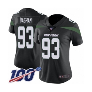 Women's New York Jets #93 Tarell Basham Black Alternate Vapor Untouchable Limited Player 100th Season Football Jersey