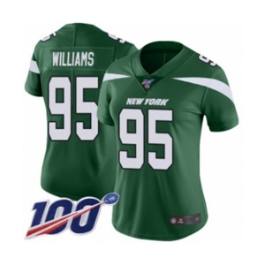 Women's New York Jets #95 Quinnen Williams Green Team Color Vapor Untouchable Limited Player 100th Season Football Jersey