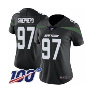 Women's New York Jets #97 Nathan Shepherd Black Alternate Vapor Untouchable Limited Player 100th Season Football Jersey