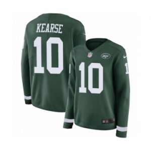 Women's Nike New York Jets #10 Jermaine Kearse Limited Green Therma Long Sleeve NFL Jersey