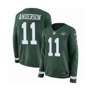 Women's Nike New York Jets #11 Robby Anderson Limited Green Therma Long Sleeve NFL Jersey