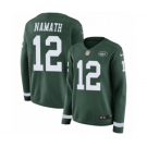 Women's Nike New York Jets #12 Joe Namath Limited Green Therma Long Sleeve NFL Jersey