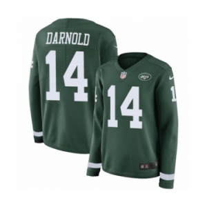 Women's Nike New York Jets #14 Sam Darnold Limited Green Therma Long Sleeve NFL Jersey