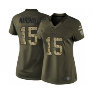 Women's Nike New York Jets #15 Brandon Marshall Limited Green Salute to Service NFL Jersey