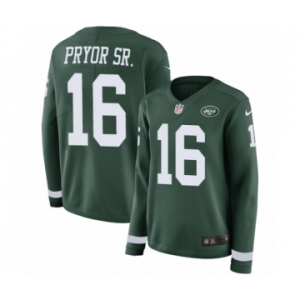 Women's Nike New York Jets #16 Terrelle Pryor Sr. Limited Green Therma Long Sleeve NFL Jersey