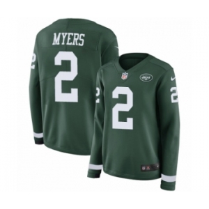 Women's Nike New York Jets #2 Jason Myers Limited Green Therma Long Sleeve NFL Jersey