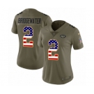 Women's Nike New York Jets #2 Teddy Bridgewater Limited Olive USA Flag 2017 Salute to Service NFL Jersey