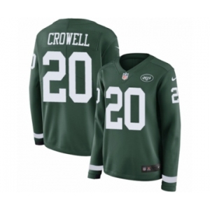 Women's Nike New York Jets #20 Isaiah Crowell Limited Green Therma Long Sleeve NFL Jersey