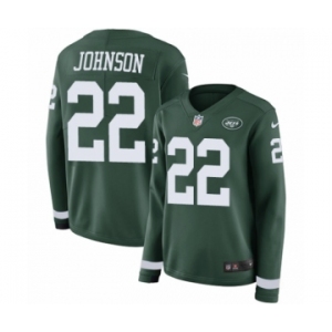Women's Nike New York Jets #22 Trumaine Johnson Limited Green Therma Long Sleeve NFL Jersey