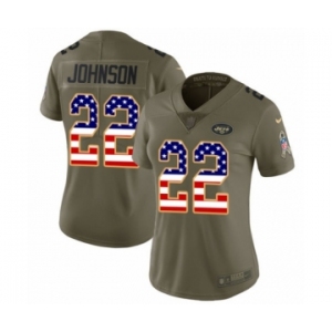 Women's Nike New York Jets #22 Trumaine Johnson Limited Olive USA Flag 2017 Salute to Service NFL Jersey