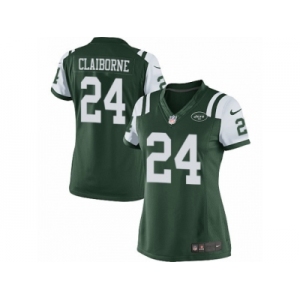 Women's Nike New York Jets #24 Morris Claiborne Limited Green Team Color NFL Jersey