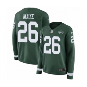 Women's Nike New York Jets #26 Marcus Maye Limited Green Therma Long Sleeve NFL Jersey