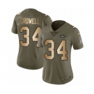 Women's Nike New York Jets #34 Isaiah Crowell Limited Olive Gold 2017 Salute to Service NFL Jersey