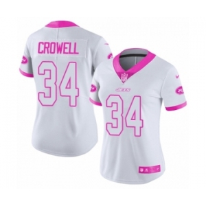 Women's Nike New York Jets #34 Isaiah Crowell Limited White Pink Rush Fashion NFL Jersey