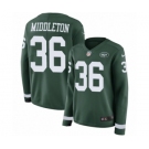 Women's Nike New York Jets #36 Doug Middleton Limited Green Therma Long Sleeve NFL Jersey