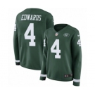 Women's Nike New York Jets #4 Lac Edwards Limited Green Therma Long Sleeve NFL Jersey