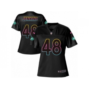 Women's Nike New York Jets #48 Jordan Jenkins Game Black Fashion NFL Jersey