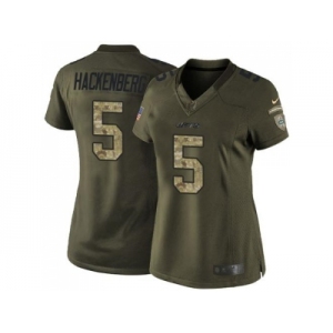 Women's Nike New York Jets #5 Christian Hackenberg Green Stitched NFL Limited Salute to Service Jersey