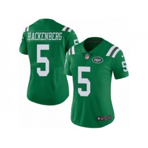 Women's Nike New York Jets #5 Christian Hackenberg Limited Green Rush NFL Jersey