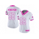 Women's Nike New York Jets #58 Erin Henderson Limited White Pink Rush Fashion NFL Jersey